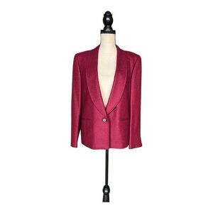 Vintage 70s Daks Red Tailored Blazer with Shawl Lapels Size 10